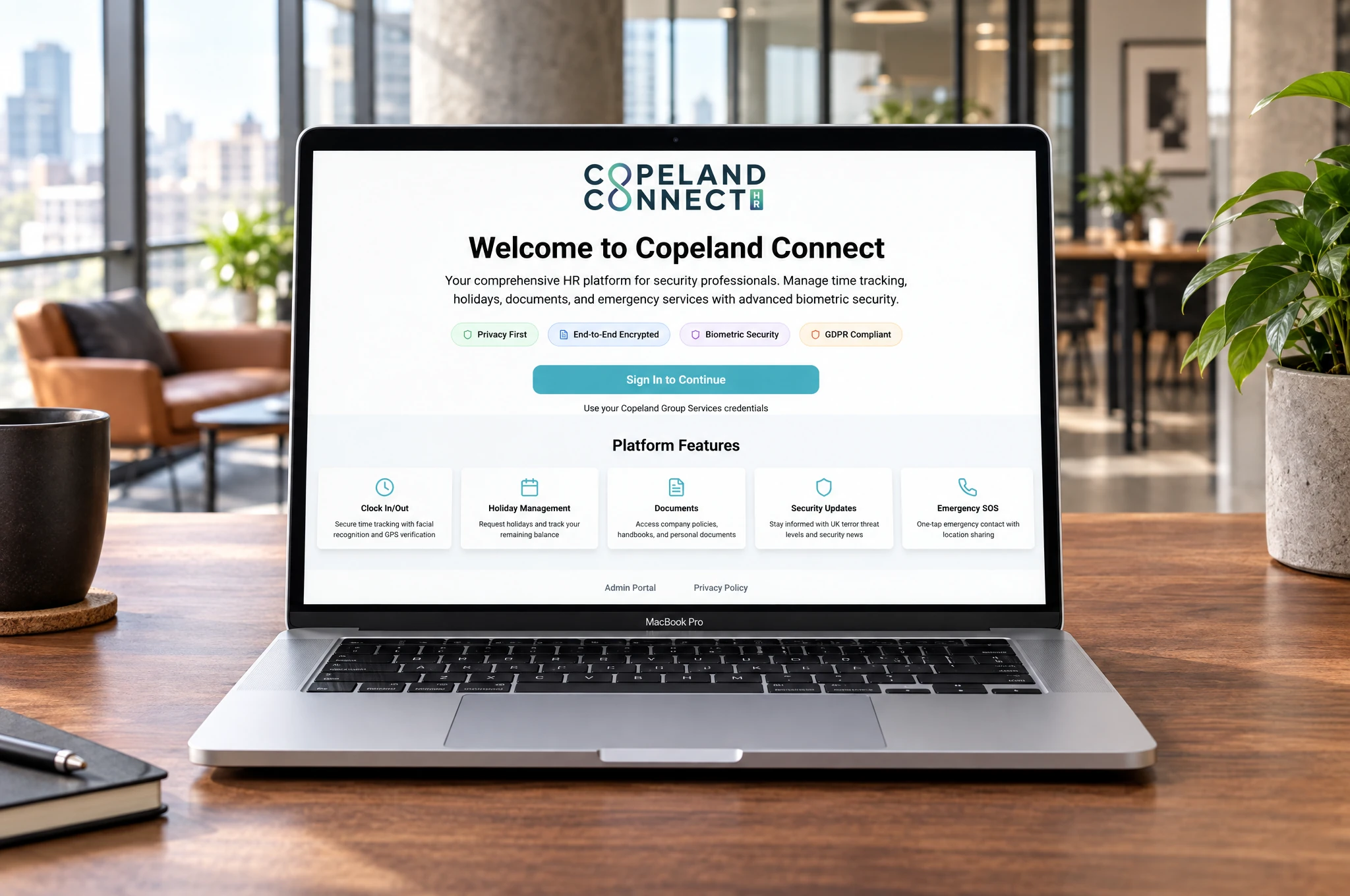Copeland Connect — website showcase on MacBook