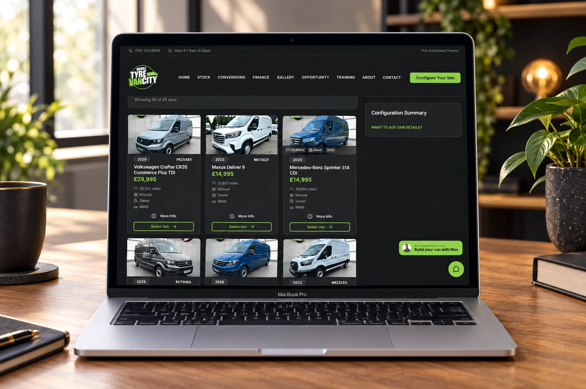 Choose a van — live stock connected to the conversion configurator