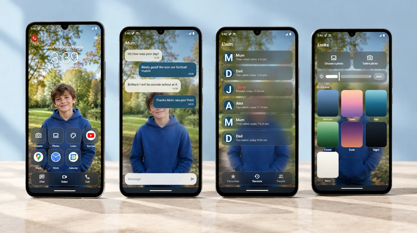 Halo Phone SEN interfaces, messages, apps and transparency screens
