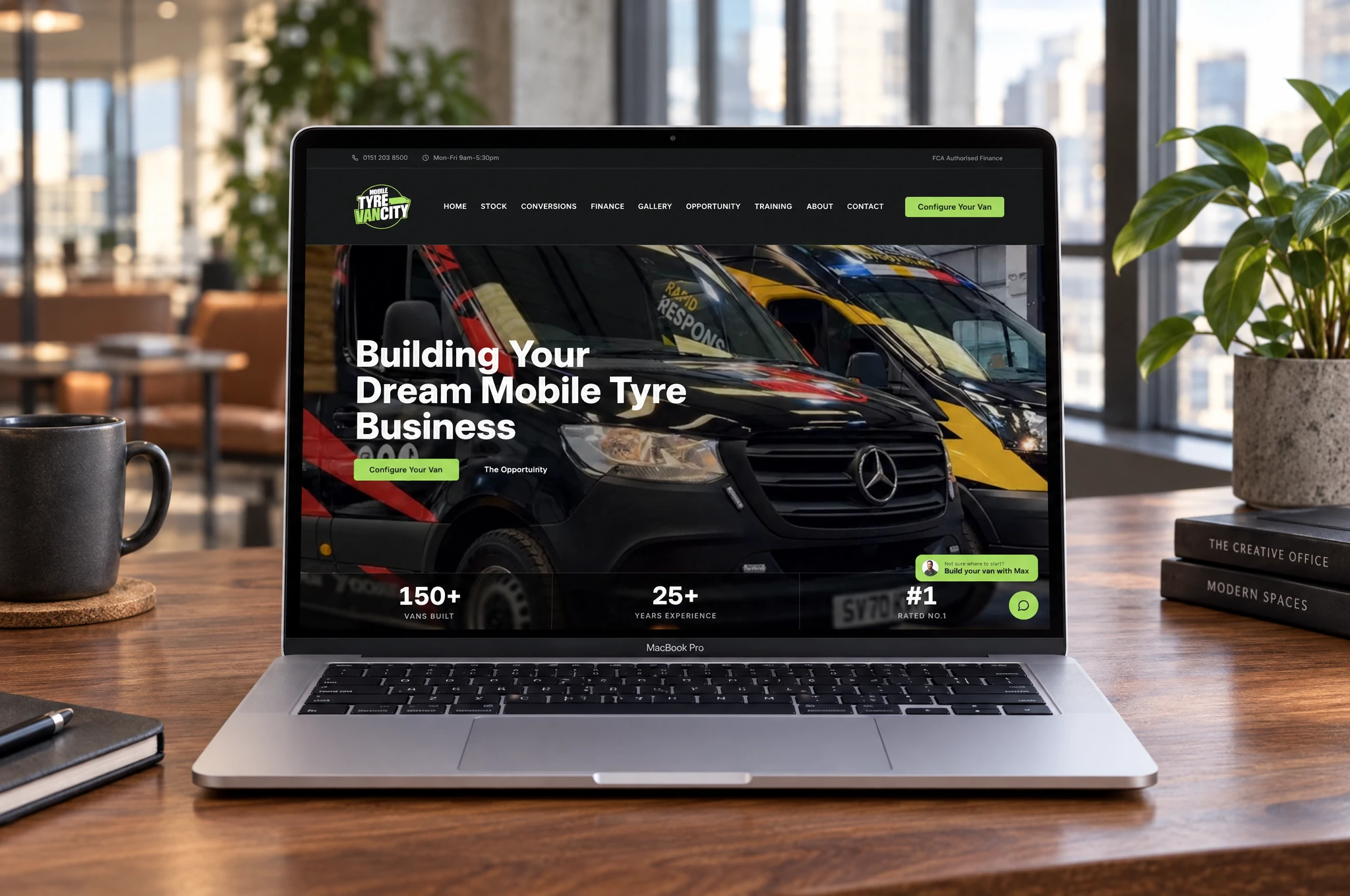 Mobile Tyre Van City — website showcase on MacBook