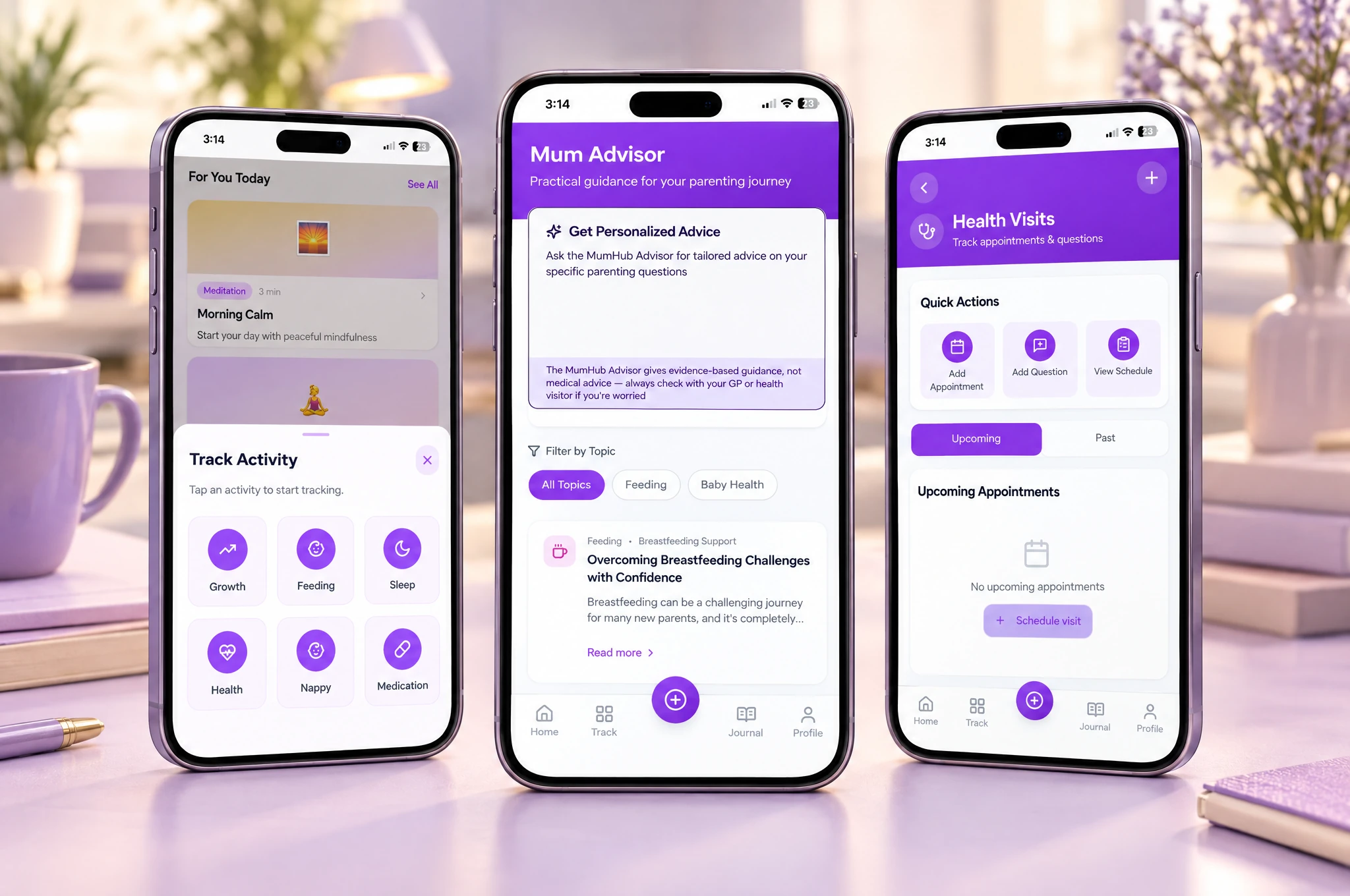 MUMHUB — app preview on phones