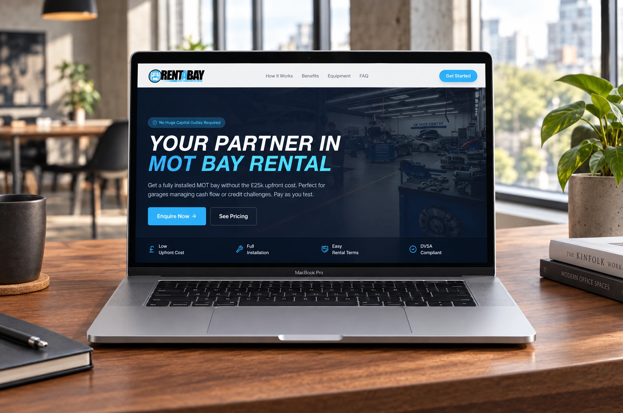 RentABay — website showcase on MacBook