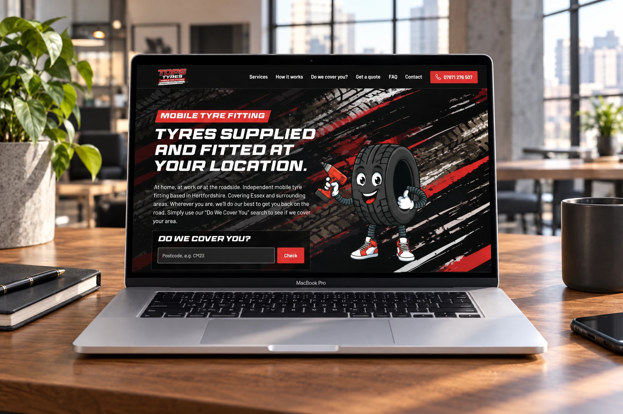 Tops Tyres — website showcase on MacBook