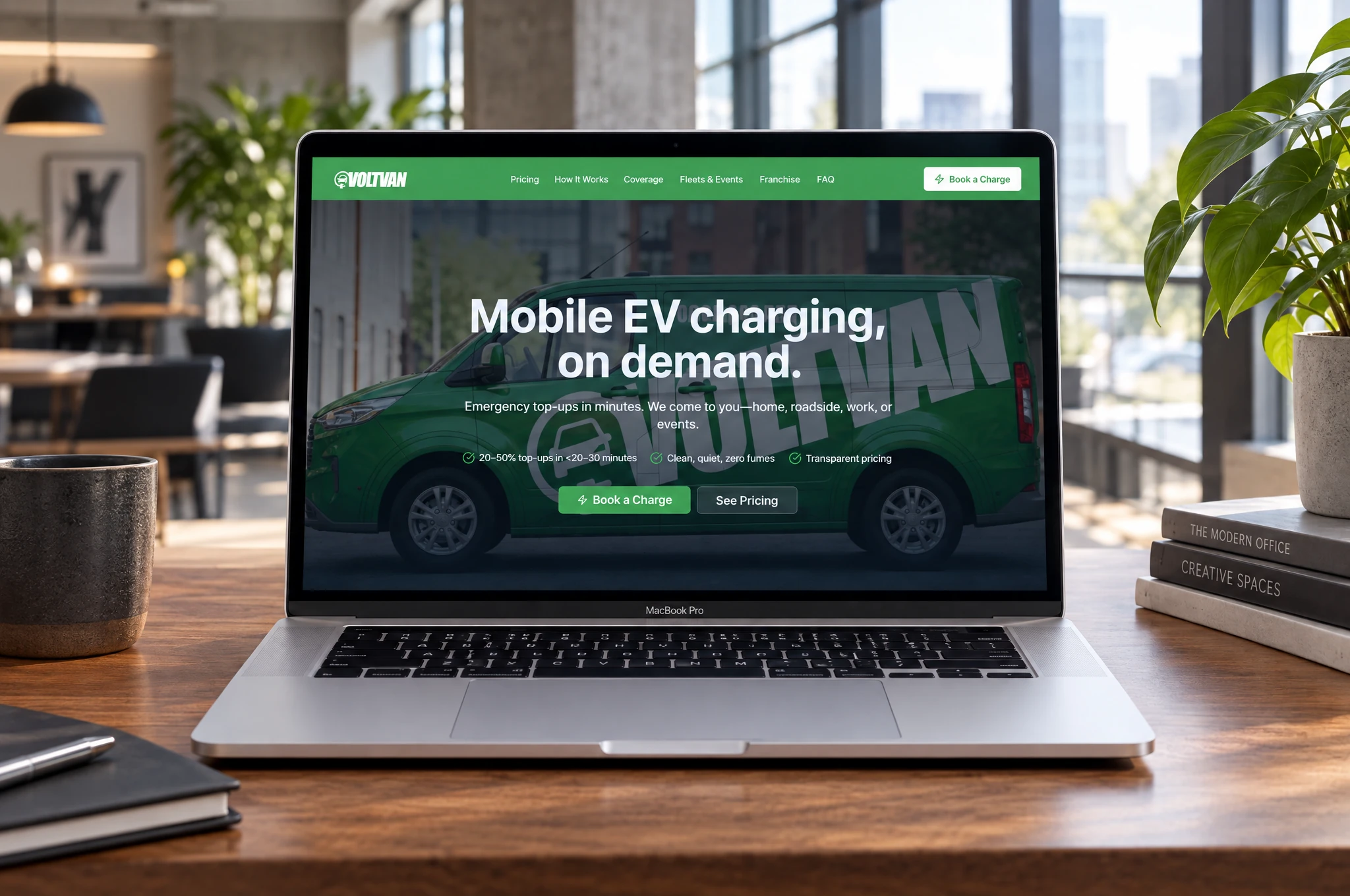 Volt Van — website showcase on MacBook