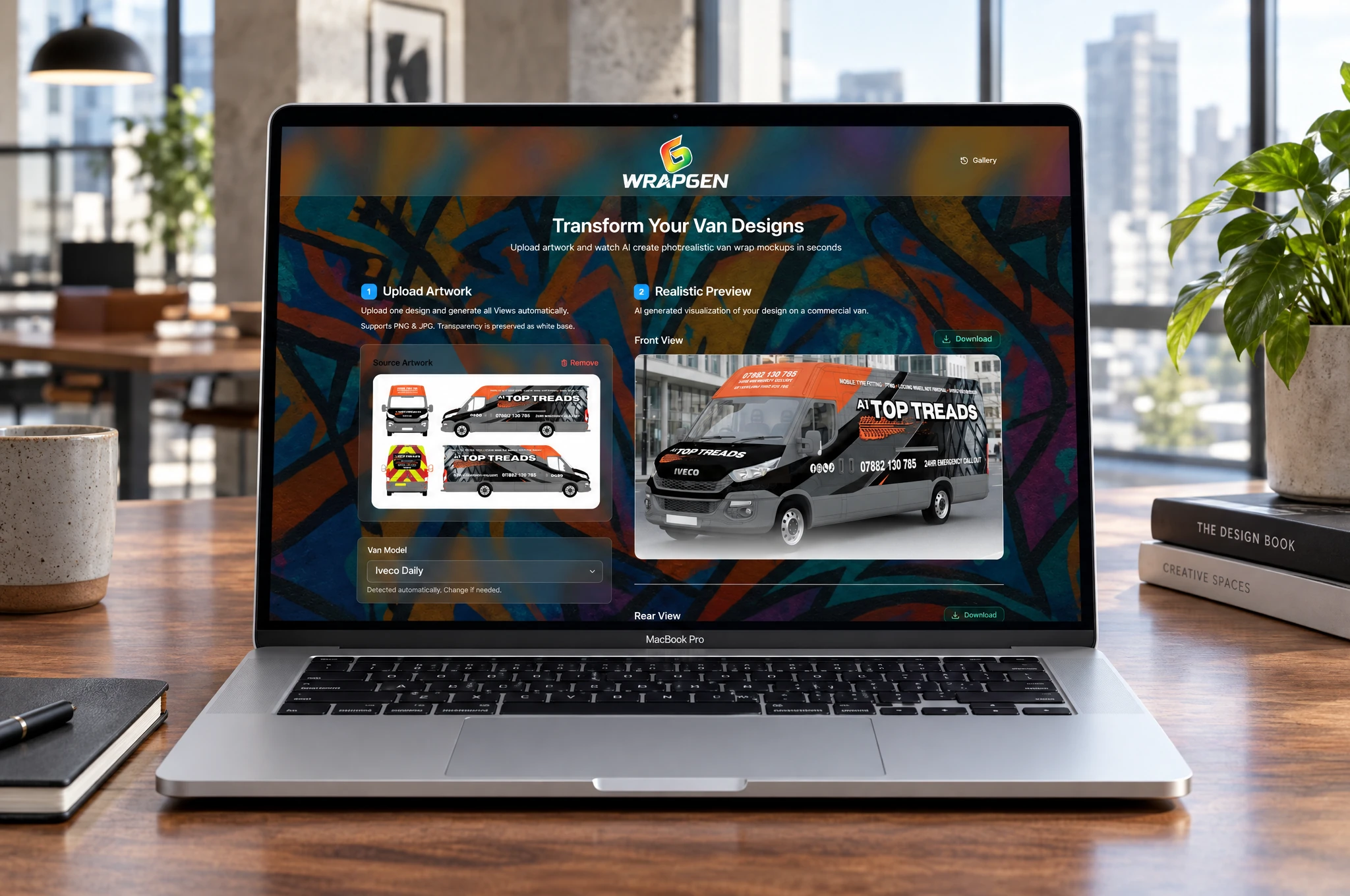 WrapGen — website showcase on MacBook